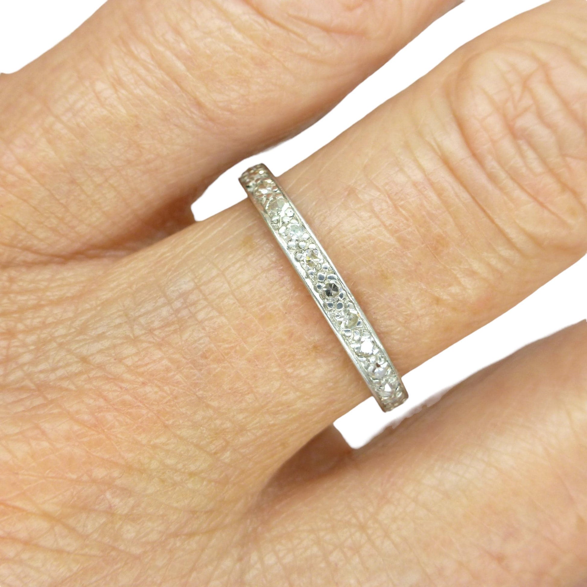 Art Deco platinum Diamond full eternity wedding band 1920's ~ size O / 7
