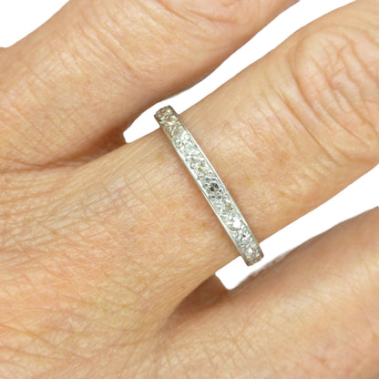 Art Deco platinum Diamond full eternity wedding band 1920's ~ size O / 7