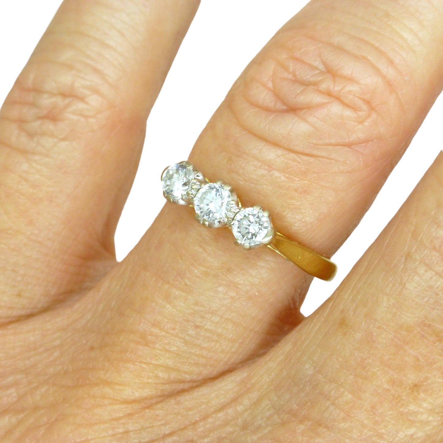 Vintage 18ct natural diamond three stone trilogy ring by 'Fred E Ullmann' 0.44ct