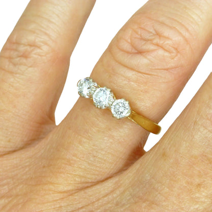 Vintage 18ct natural diamond three stone trilogy ring by 'Fred E Ullmann' 0.44ct