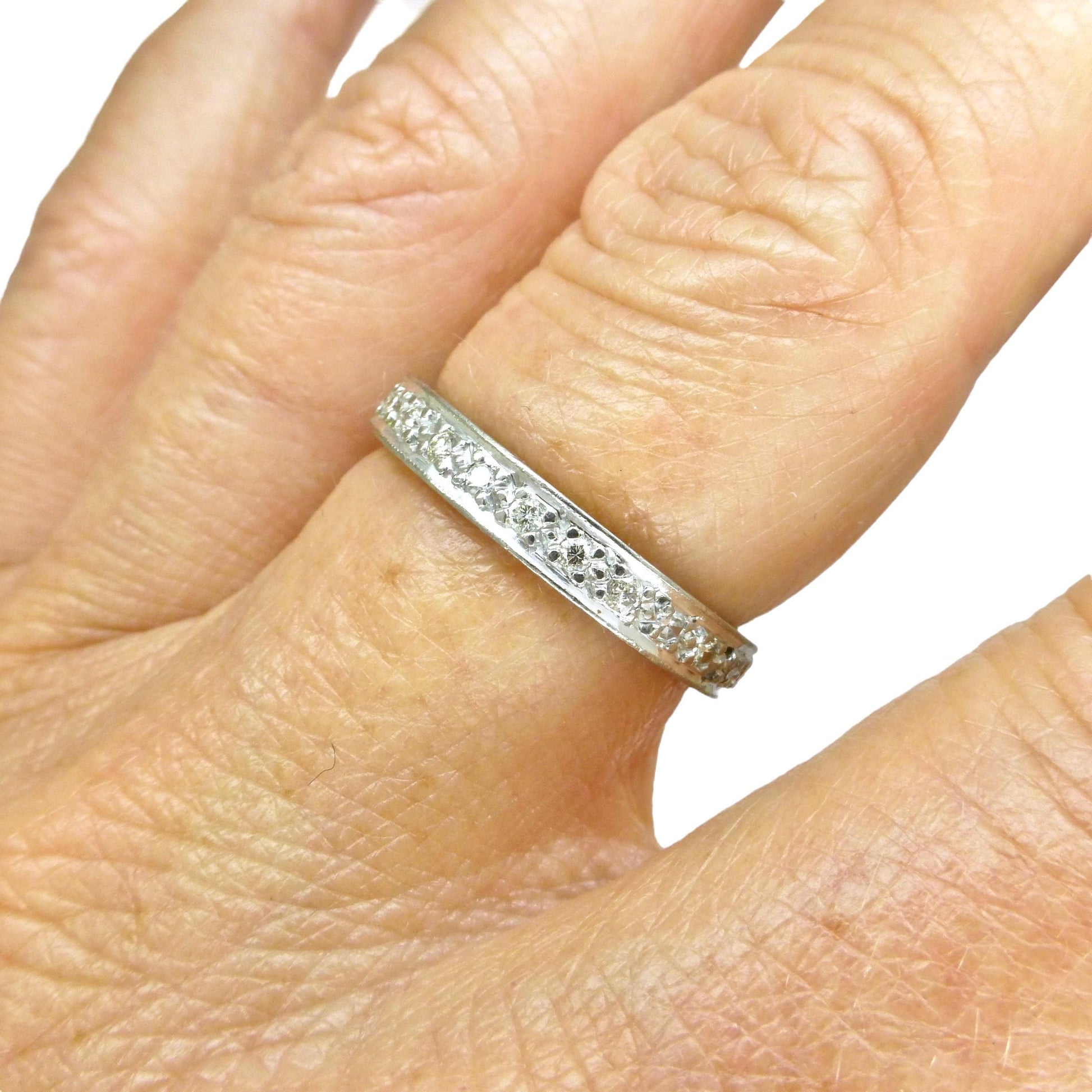 Art Deco platinum natural Diamond full eternity wedding band size O/7