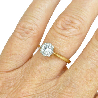 Vintage 18ct gold natural diamond solitaire ring 0.50ct c1950's