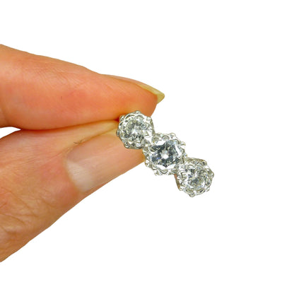 Vintage 18ct natural diamond three stone trilogy ring 0.83ct. Dated 1975 + Independent valuation