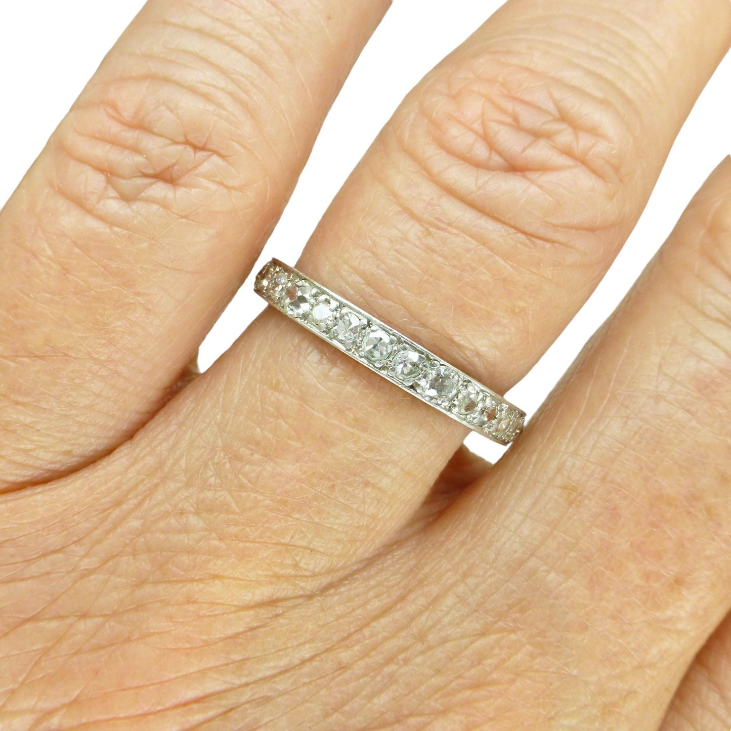 Antique platinum natural Diamond full eternity wedding band 0.90ct ~ size N.5 - 6.75