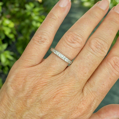 Antique platinum natural Diamond full eternity wedding band 0.90ct ~ size N.5 - 6.75