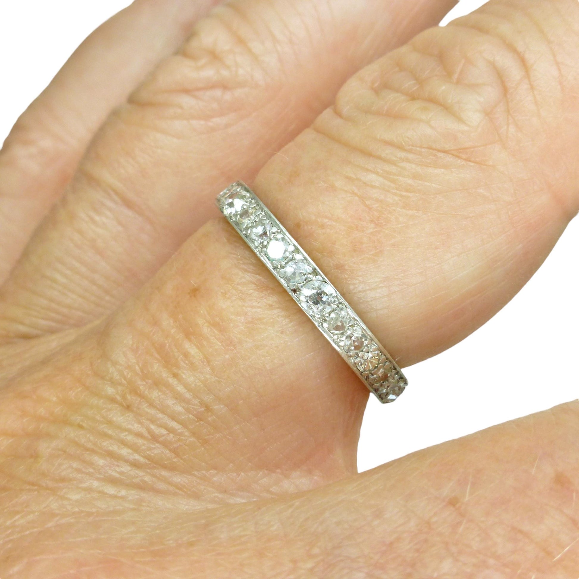 Antique platinum natural Diamond full eternity wedding band 0.90ct ~ size N.5 - 6.75