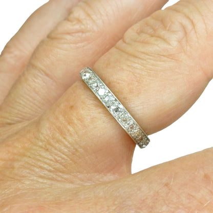 Antique platinum natural Diamond full eternity wedding band 0.90ct ~ size N.5 - 6.75