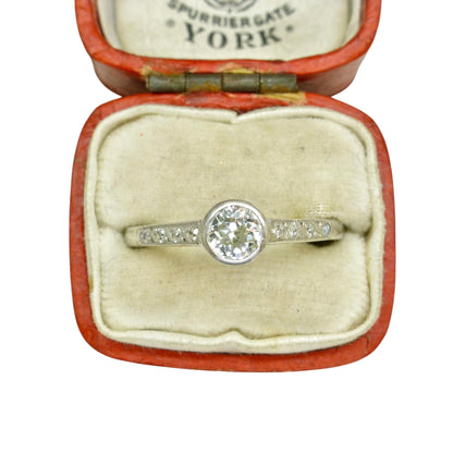 Antique Platinum old European cut diamond solitaire ring 0.45ct c1910's