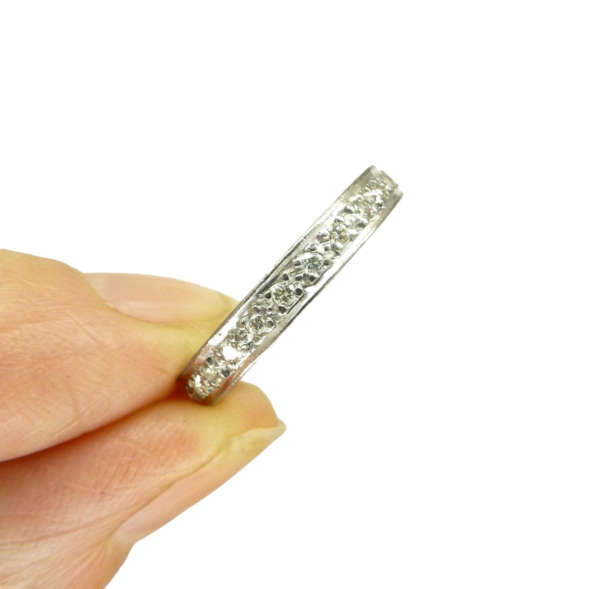 Art Deco platinum natural Diamond full eternity wedding band size O/7