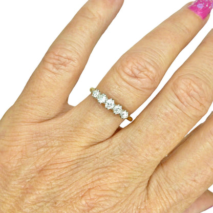 Antique Edwardian 18ct Platinum natural diamond five stone ring dated 1912
