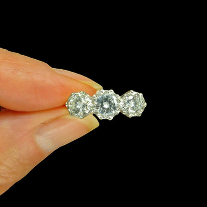 Vintage 18ct natural diamond three stone trilogy ring 0.83ct. Dated 1975 + Independent valuation