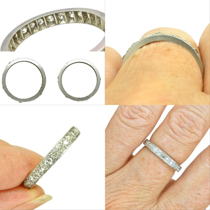 Antique platinum natural Diamond full eternity wedding band 0.90ct ~ size N.5 - 6.75