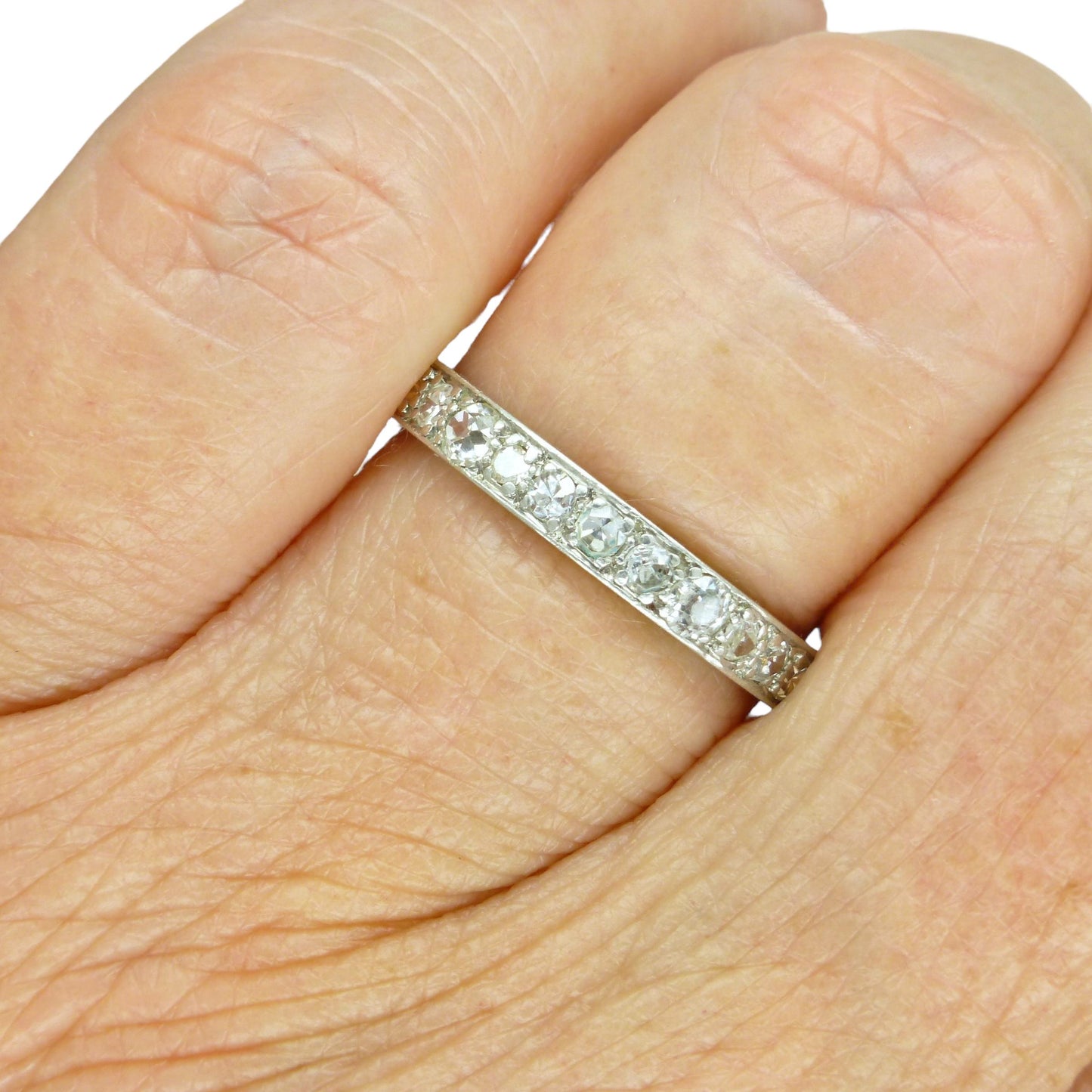 Antique platinum natural Diamond full eternity wedding band 0.90ct ~ size N.5 - 6.75