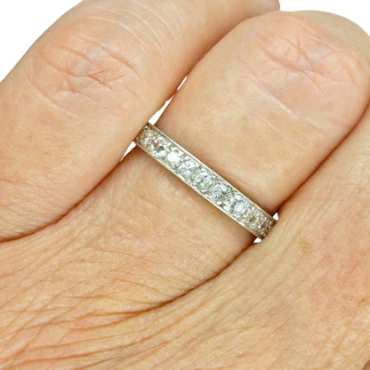 Antique platinum natural Diamond full eternity wedding band 0.90ct ~ size N.5 - 6.75