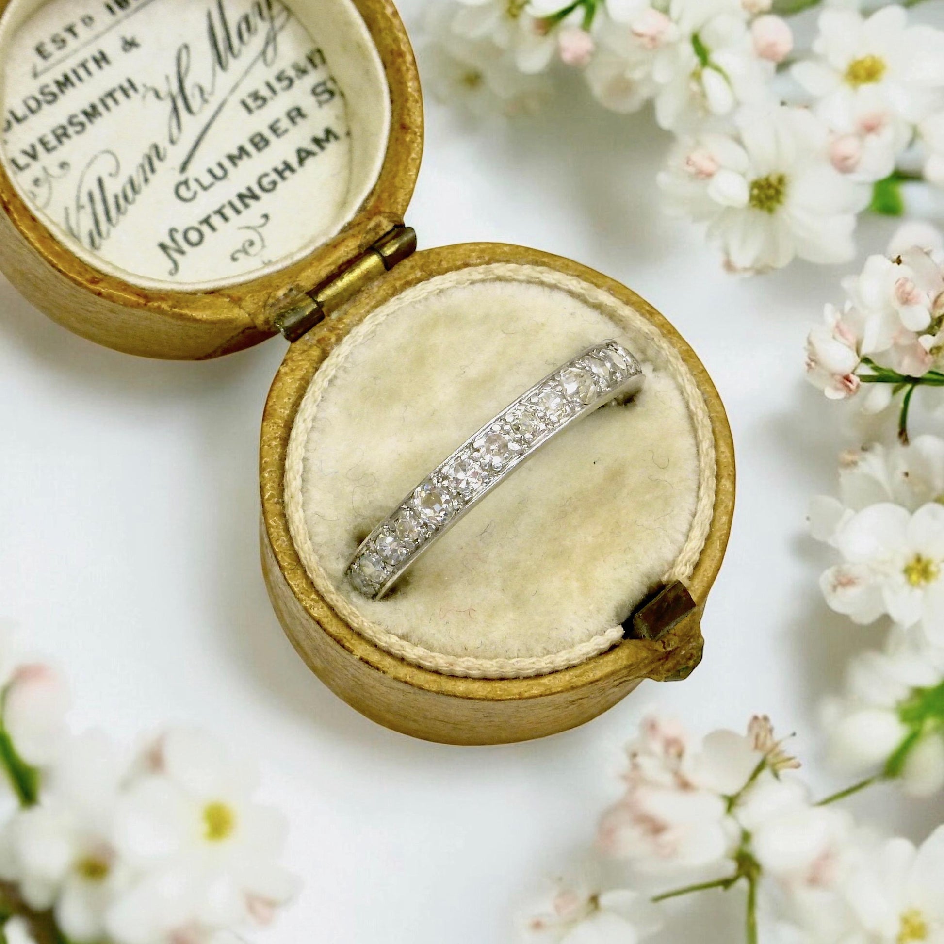 Antique platinum natural Diamond full eternity wedding band 0.90ct ~ size N.5 - 6.75