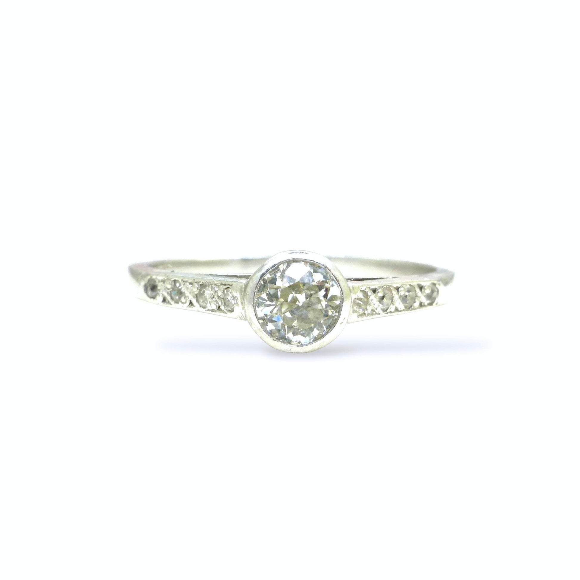 Antique Platinum old European cut diamond solitaire ring 0.45ct c1910's