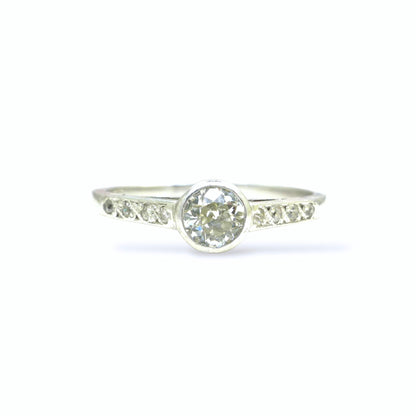 Antique Platinum old European cut diamond solitaire ring 0.45ct c1910's