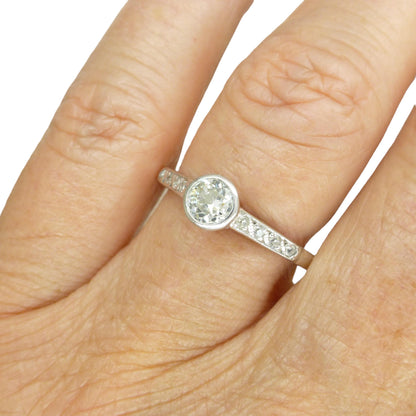 Antique Platinum old European cut diamond solitaire ring 0.45ct c1910's
