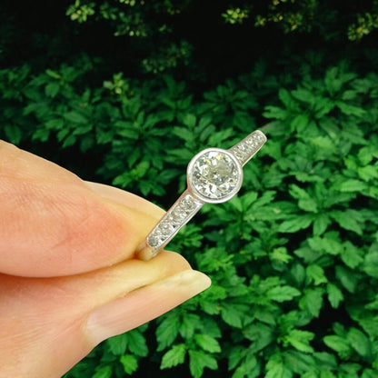 Antique Platinum old European cut diamond solitaire ring 0.45ct c1910's