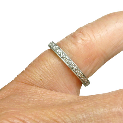 Antique platinum Diamond full Eternity Ring - Wedding Band 1920s, Size J 1/2 - 5