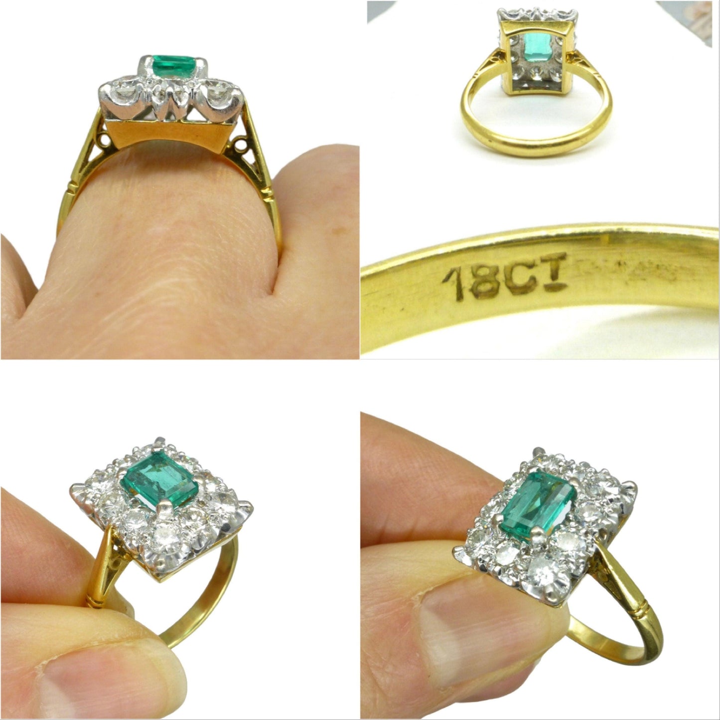Vintage 18ct Emerald & Diamond cluster ring ~ Independent valuation