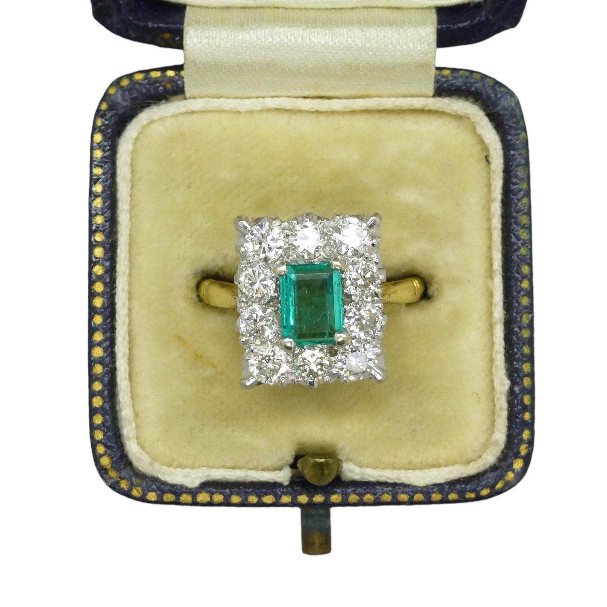 Vintage 18ct Emerald & Diamond cluster ring ~ Independent valuation