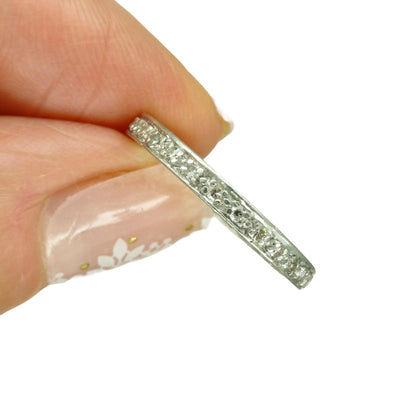 Antique platinum Diamond full Eternity Ring - Wedding Band 1920s, Size J 1/2 - 5