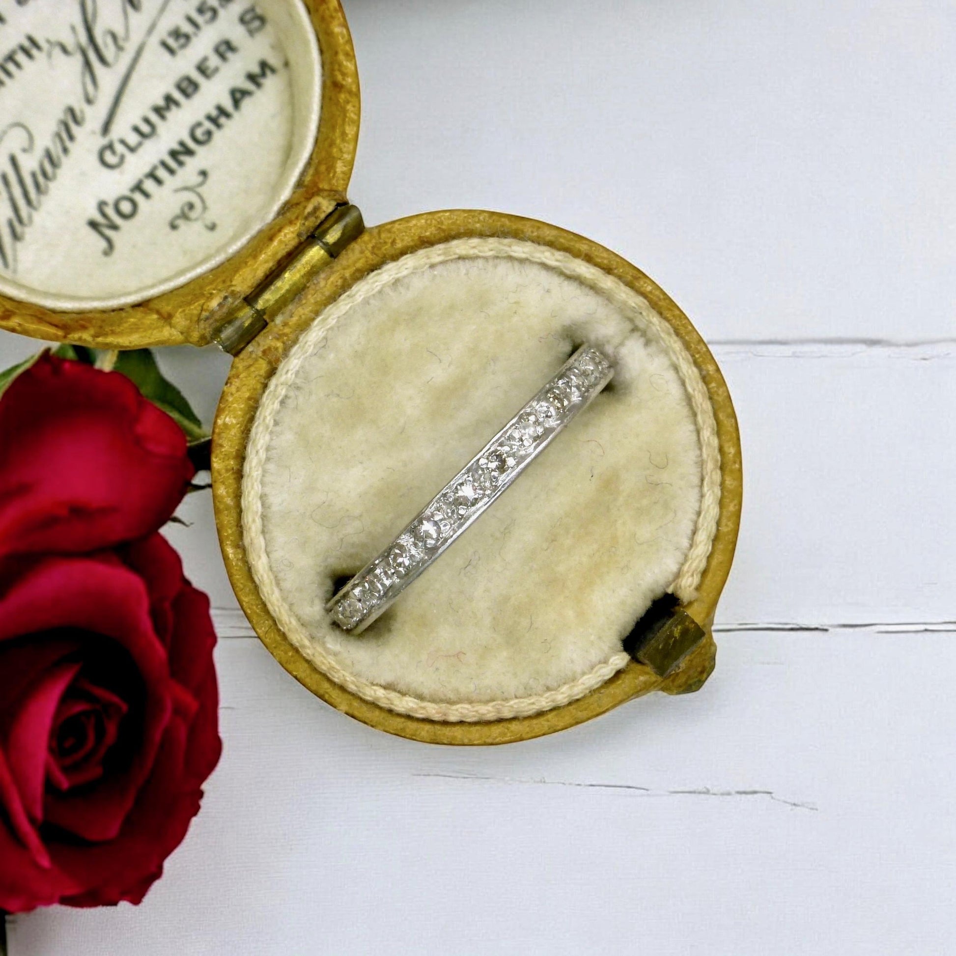 Antique platinum Diamond full Eternity Ring - Wedding Band 1920s, Size J 1/2 - 5