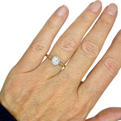 Vintage 18ct gold natural diamond solitaire ring 0.35ct - dated 1970