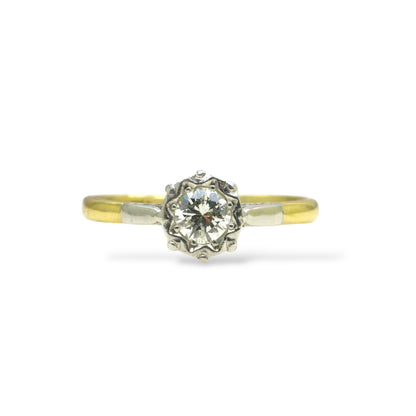 Vintage 18ct gold natural diamond solitaire ring 0.35ct - dated 1970