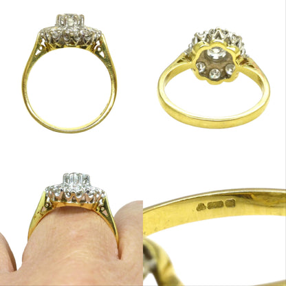 Vintage 18ct Platinum diamond cluster engagement ring 1.07 carat ~ With Valuation