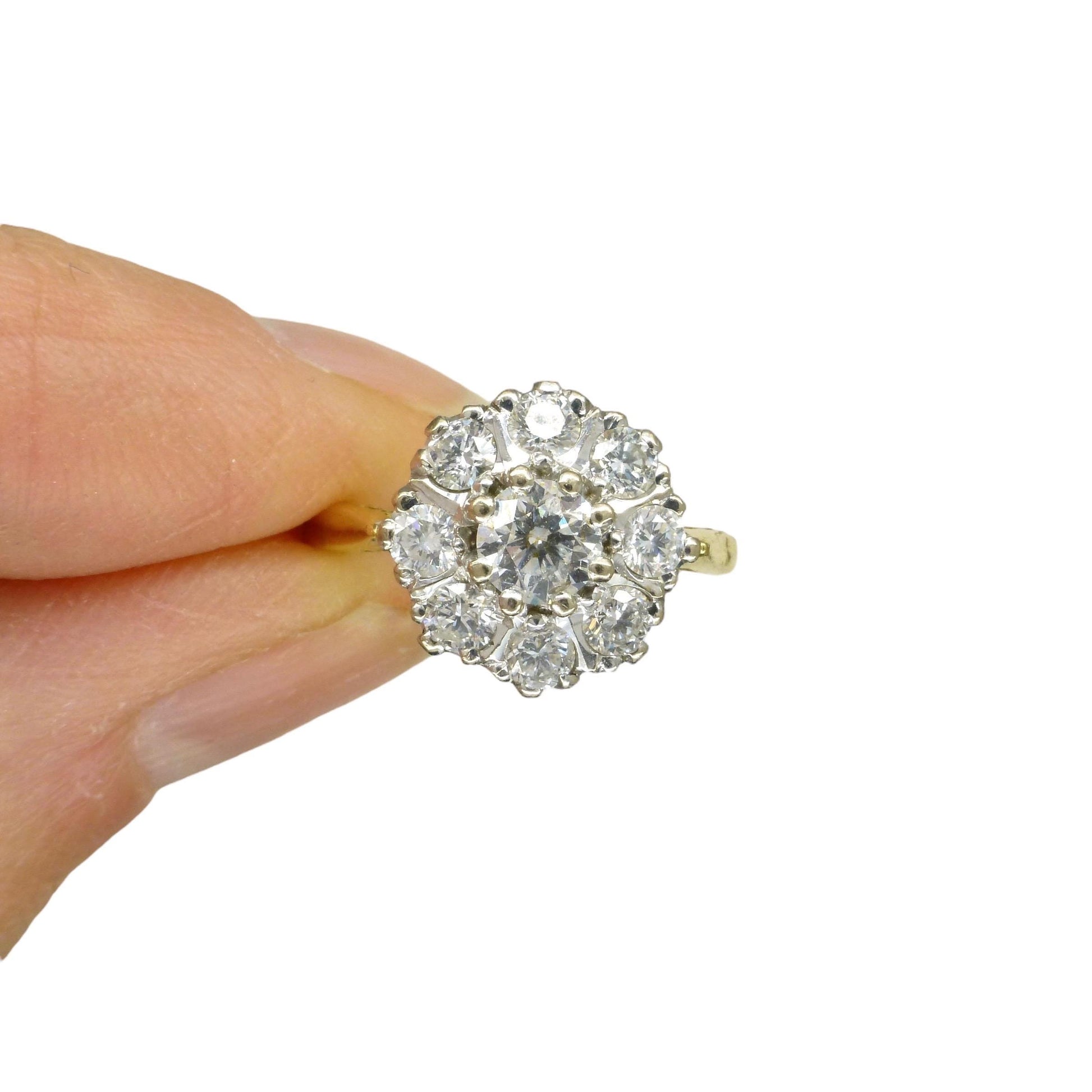 Vintage 18ct Platinum diamond cluster engagement ring 1.07 carat ~ With Valuation