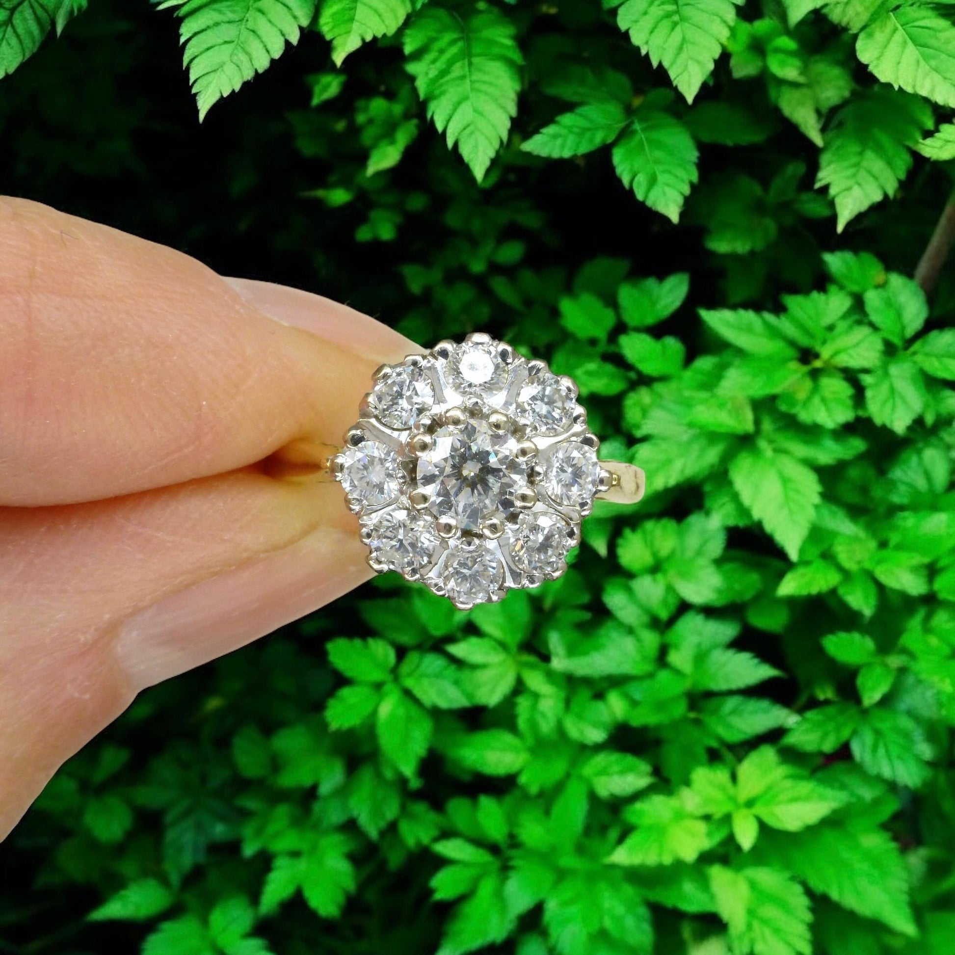 Vintage 18ct Platinum diamond cluster engagement ring 1.07 carat ~ With Valuation