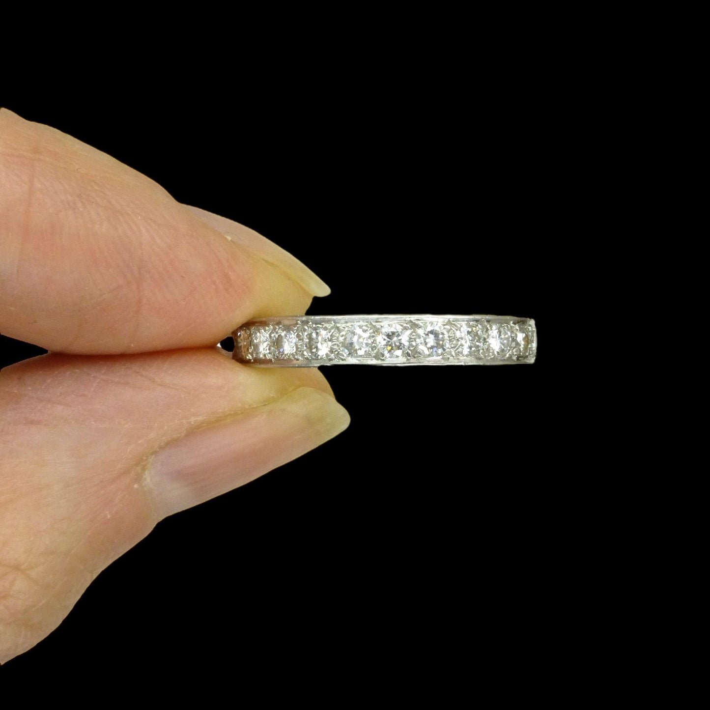 Antique platinum natural Diamond full eternity wedding band 1.04ct ~ size M - 6