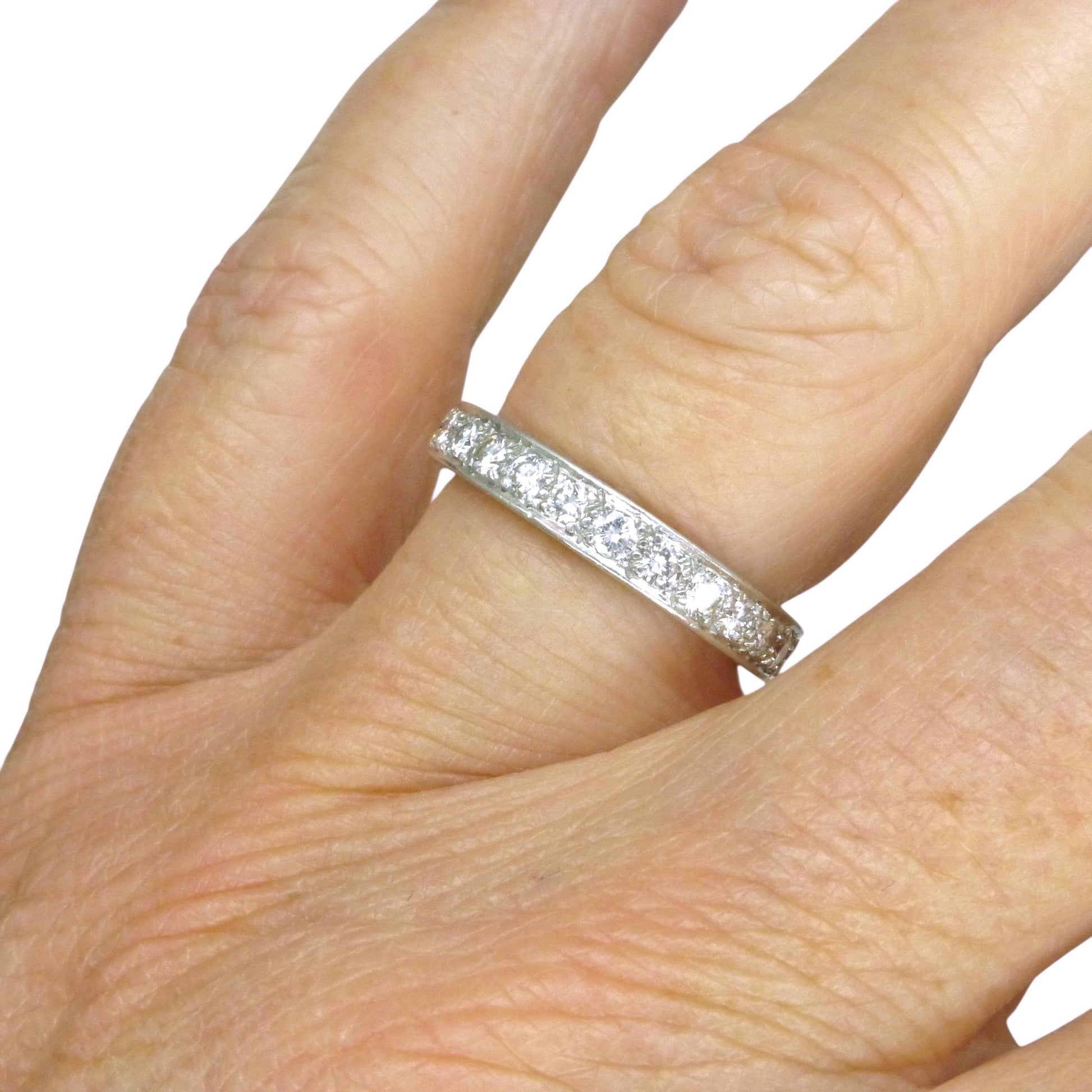 Antique platinum natural Diamond full eternity wedding band 1.04ct ~ size M - 6