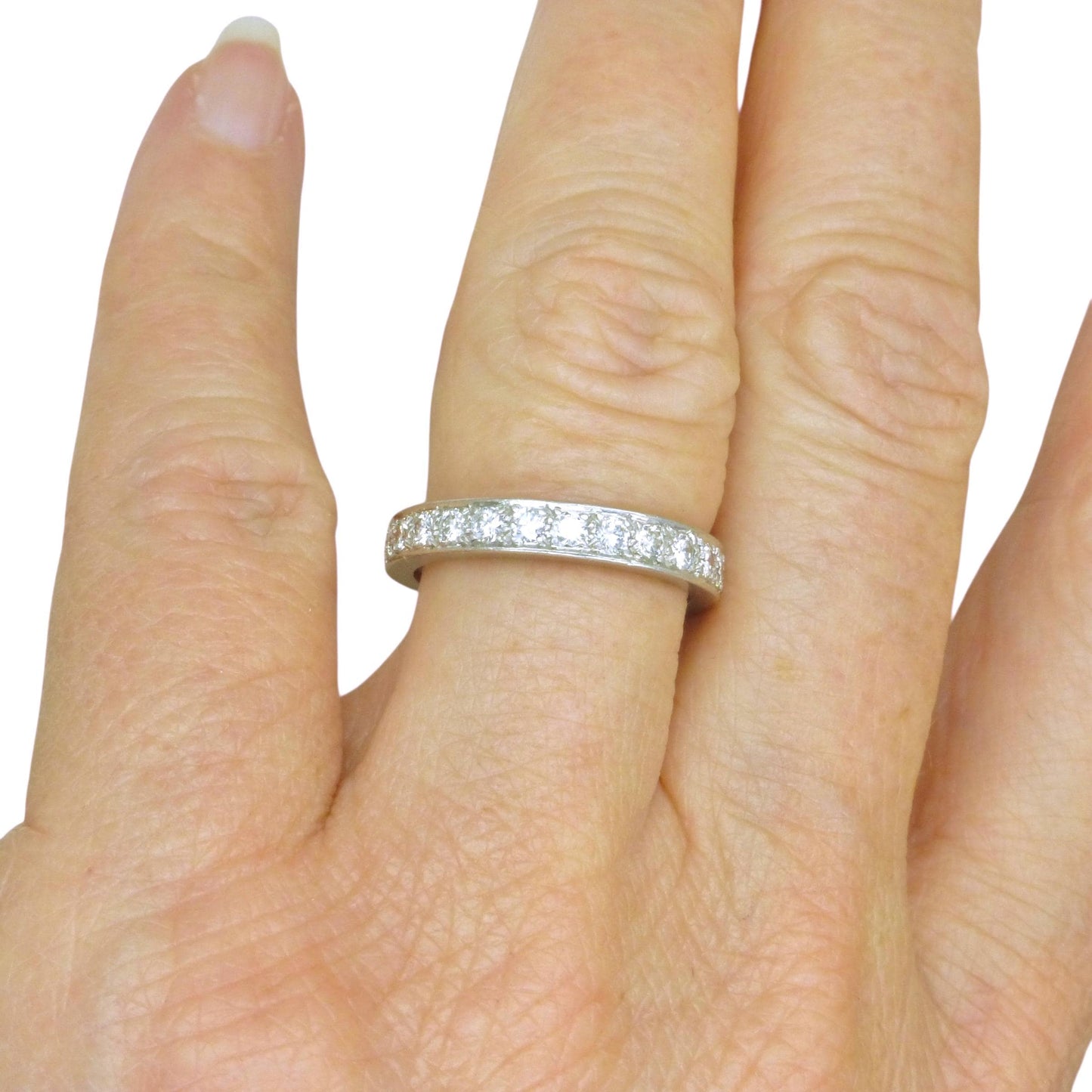 Antique platinum natural Diamond full eternity wedding band 1.04ct ~ size M - 6