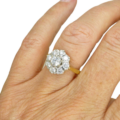 Vintage 18ct Platinum diamond cluster engagement ring 1.07 carat ~ With Valuation