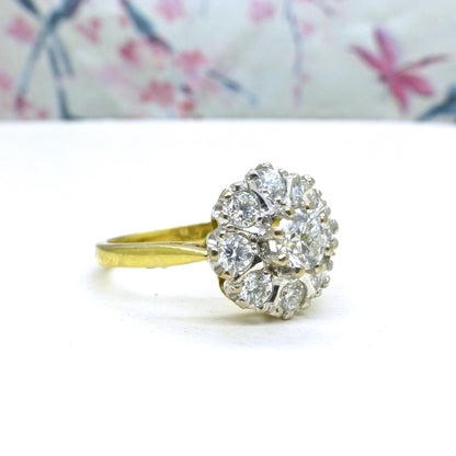 Vintage 18ct Platinum diamond cluster engagement ring 1.07 carat ~ With Valuation