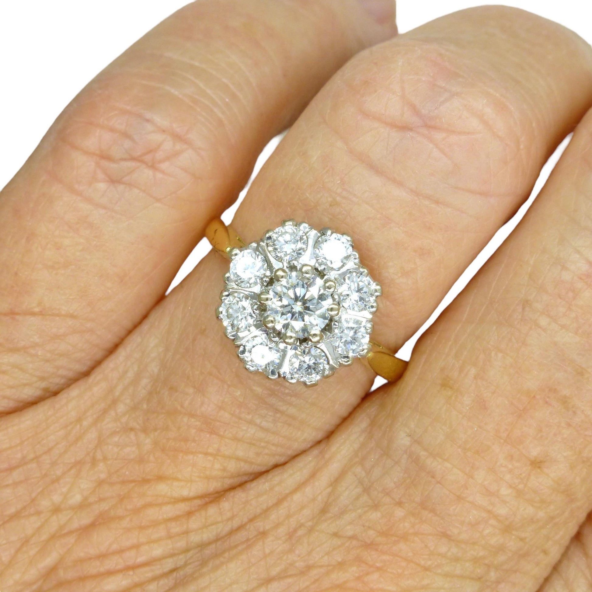 Vintage 18ct Platinum diamond cluster engagement ring 1.07 carat ~ With Valuation