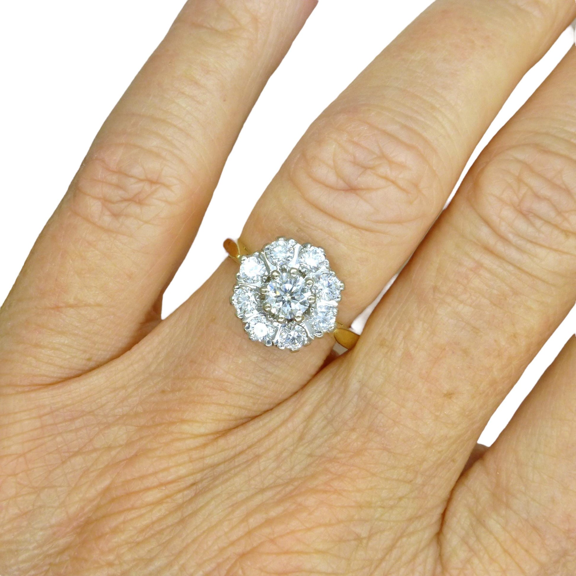 Vintage 18ct Platinum diamond cluster engagement ring 1.07 carat ~ With Valuation
