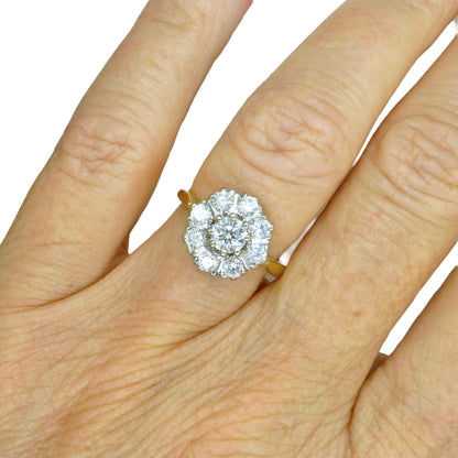 Vintage 18ct Platinum diamond cluster engagement ring 1.07 carat ~ With Valuation