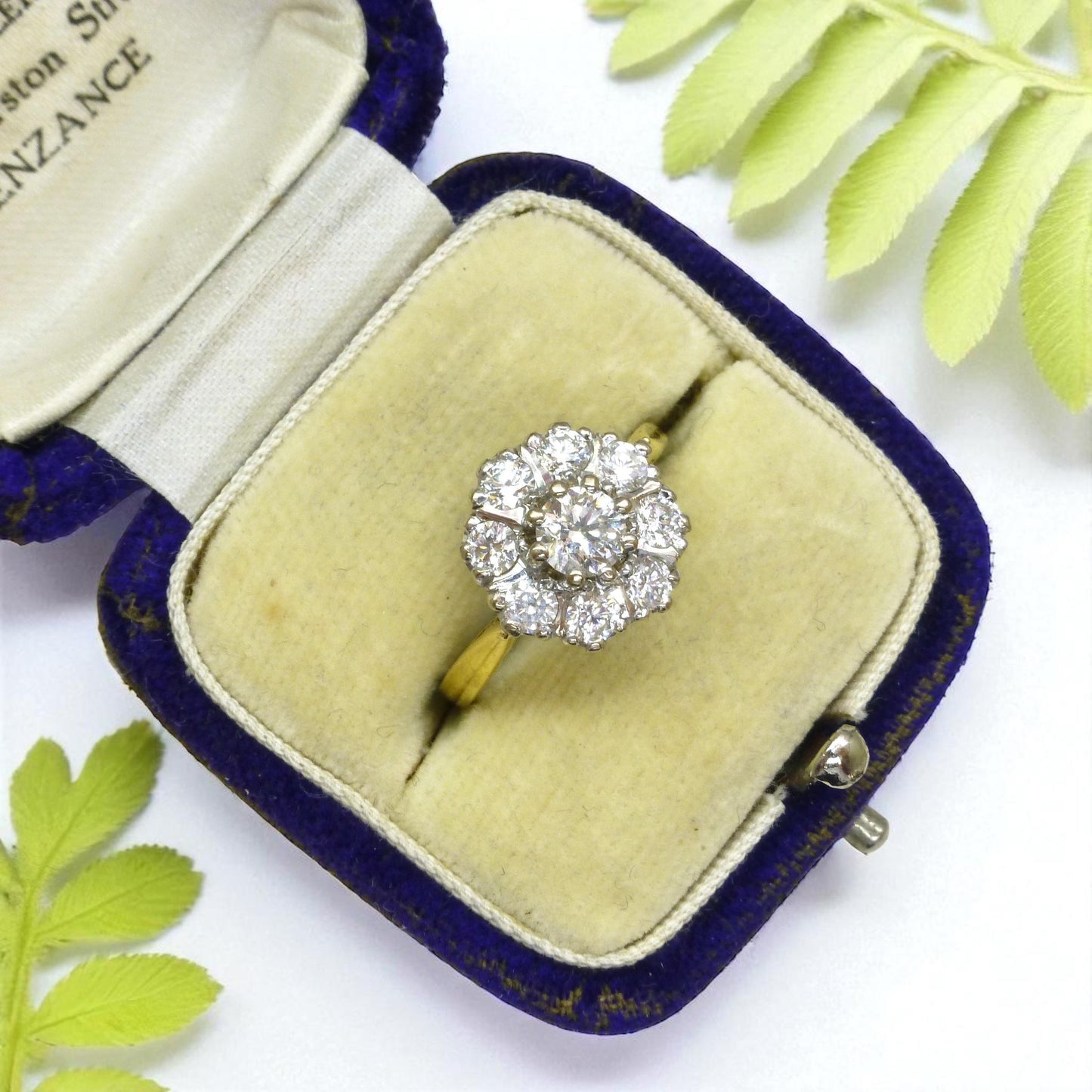 Vintage 18ct Platinum diamond cluster engagement ring 1.07 carat ~ With Valuation