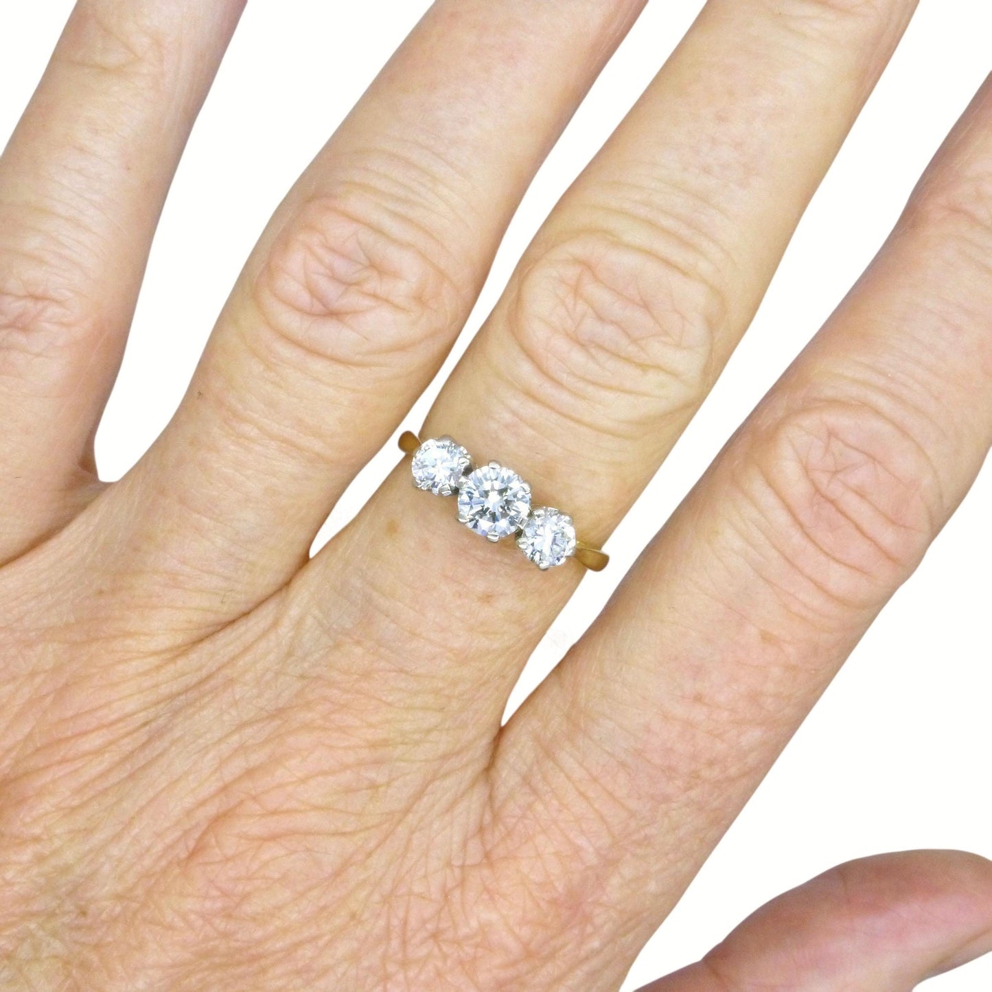 Vintage 18ct natural diamond three stone trilogy ring 1.00ct