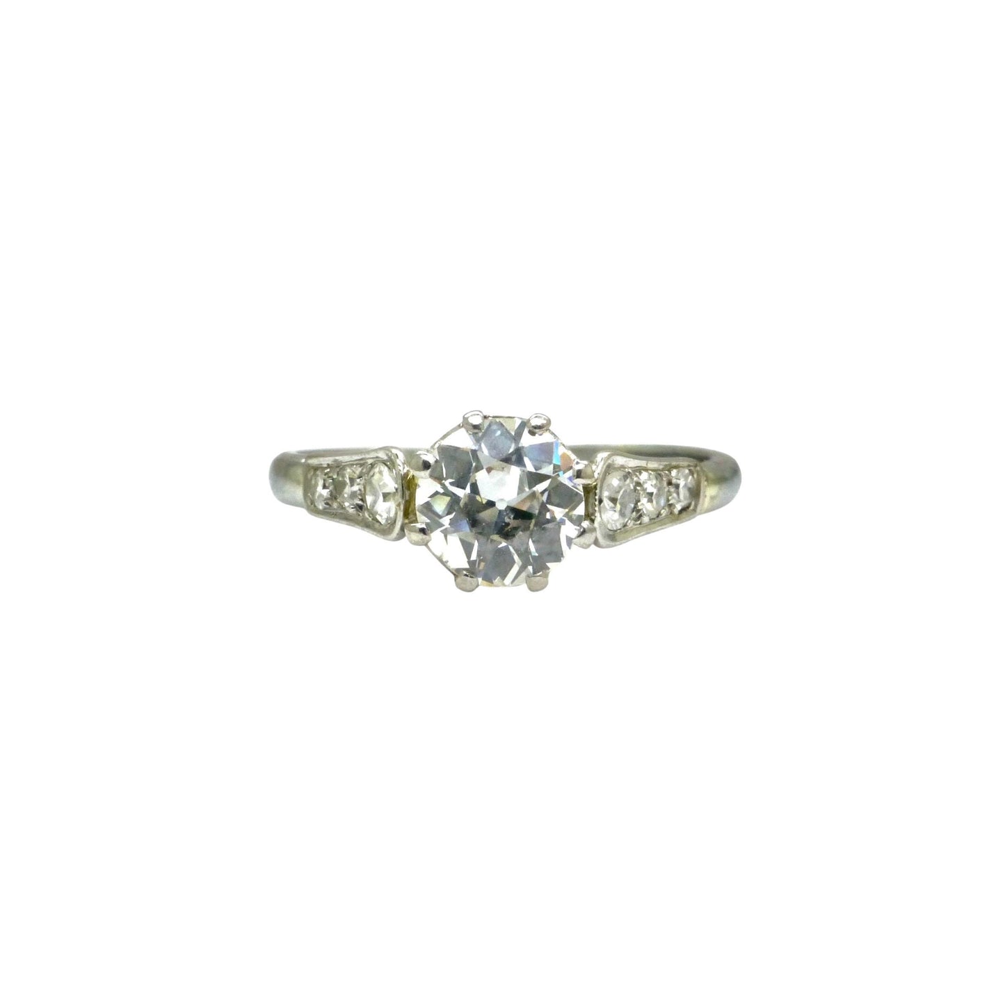 Antique old European cut diamond solitaire ring ~ 18ct white gold & Platinum 0.64ct ~ With Valuation.