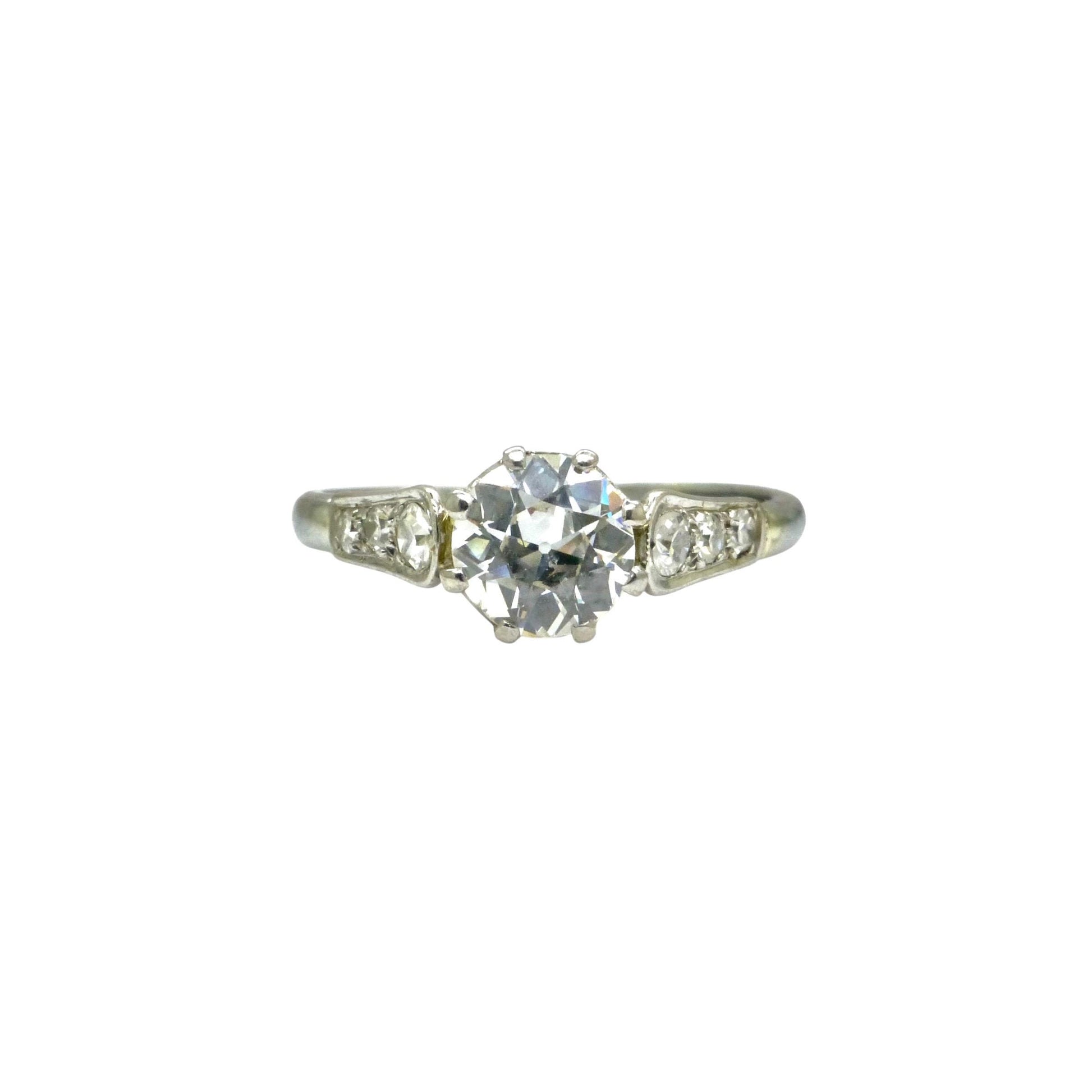 Antique old European cut diamond solitaire ring ~ 18ct white gold & Platinum 0.64ct ~ With Valuation.