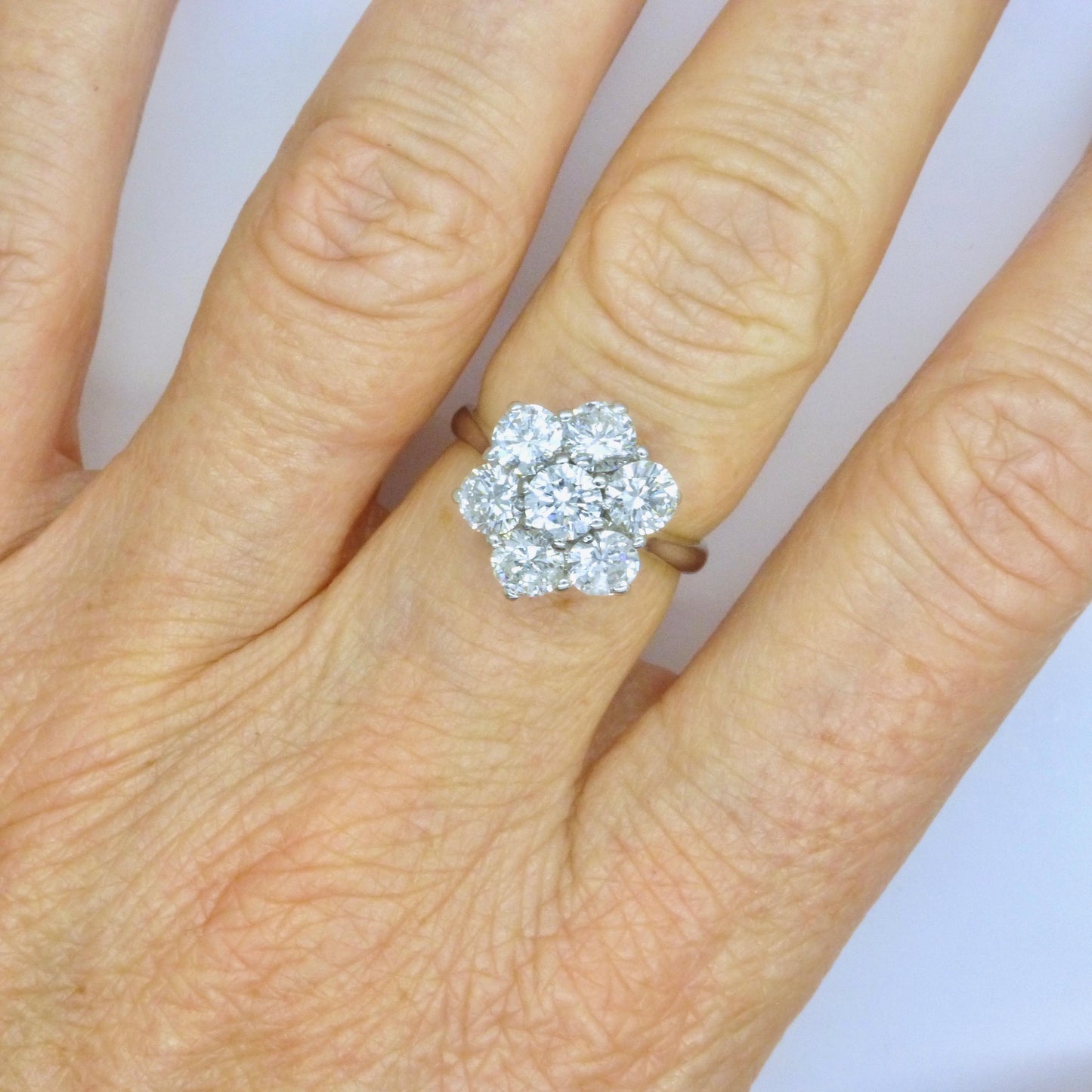 Vintage 18ct white gold diamond statement cluster ring 2.20 carat ~ Independent Valuation