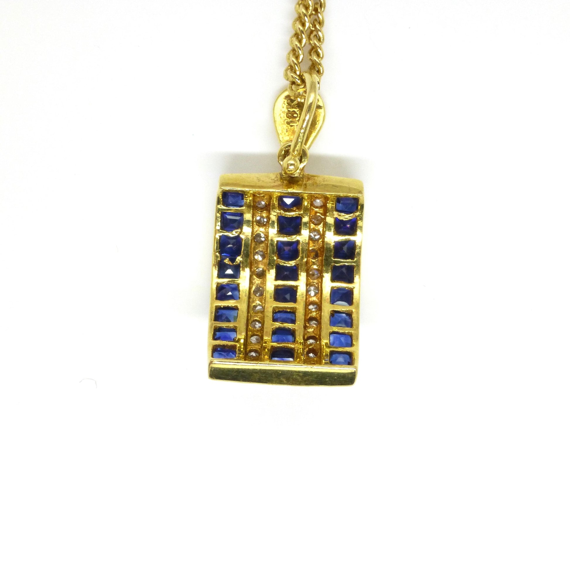 Vintage 18K gold Sapphire and diamond five row pendant