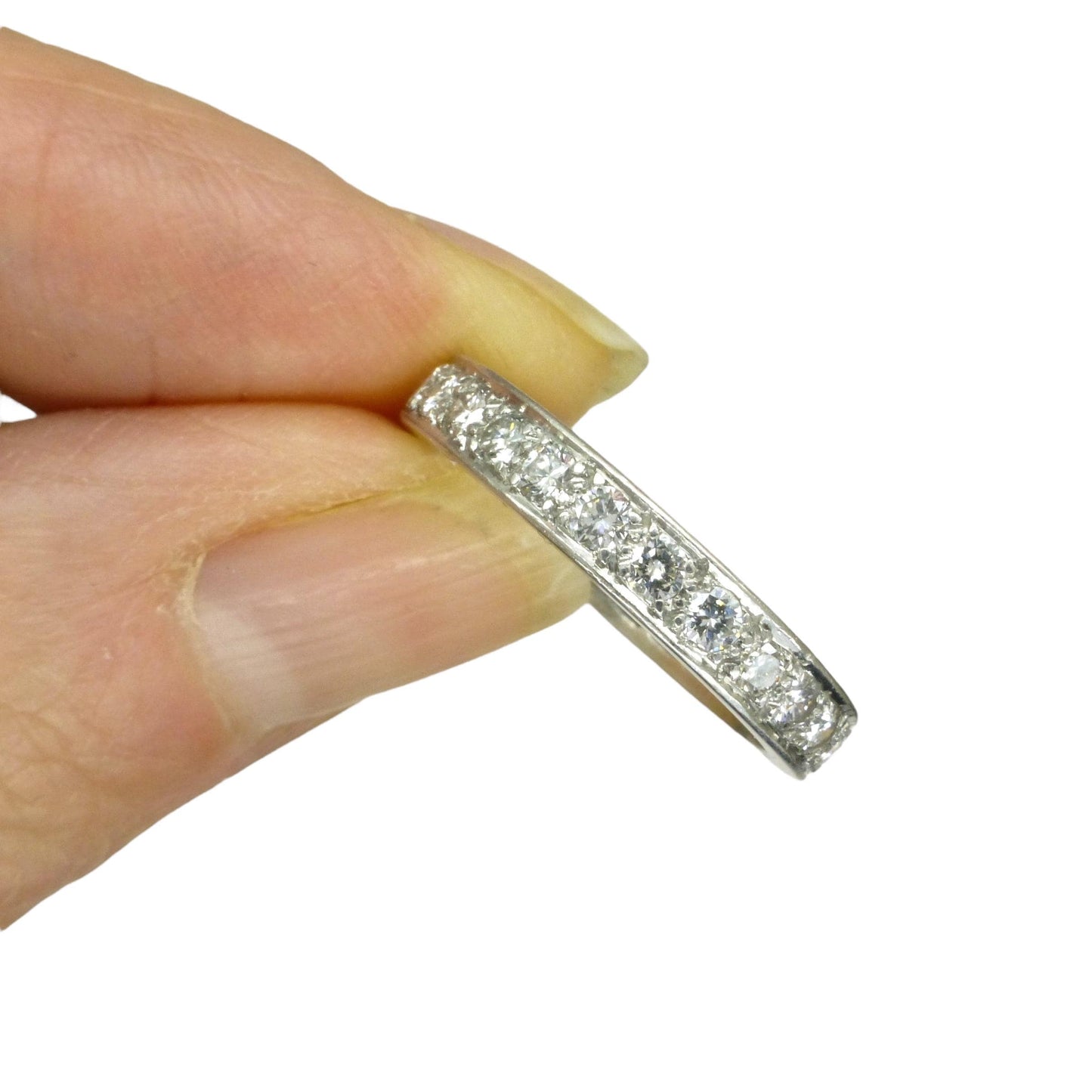 Antique platinum natural Diamond full eternity wedding band 1.04ct ~ size M - 6