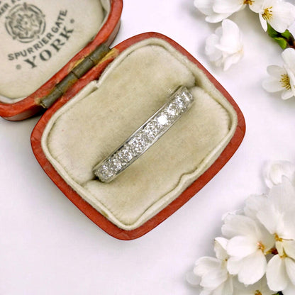 Antique platinum natural Diamond full eternity wedding band 1.04ct ~ size M - 6