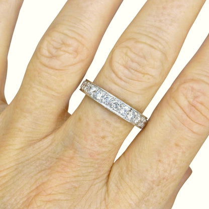 Antique Platinum natural Diamond full hoop, engraved eternity wedding band 2.00ct + Valuation